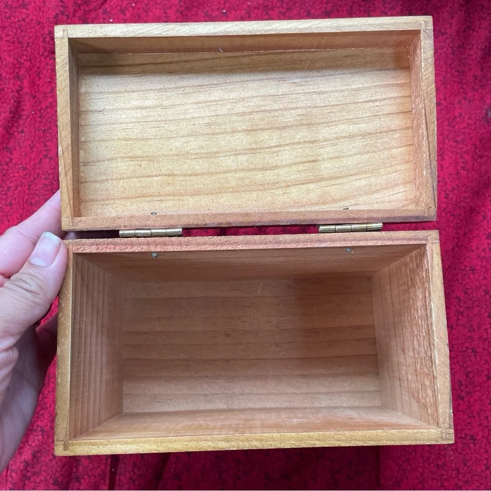 Wooden Box with Floral‎ Basket Carving Design 7x5x3.5 in